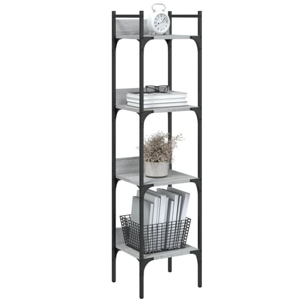 vidaXL bogreol 35x30x138,5 cm 4 hylder konstrueret træ grå sonoma-eg