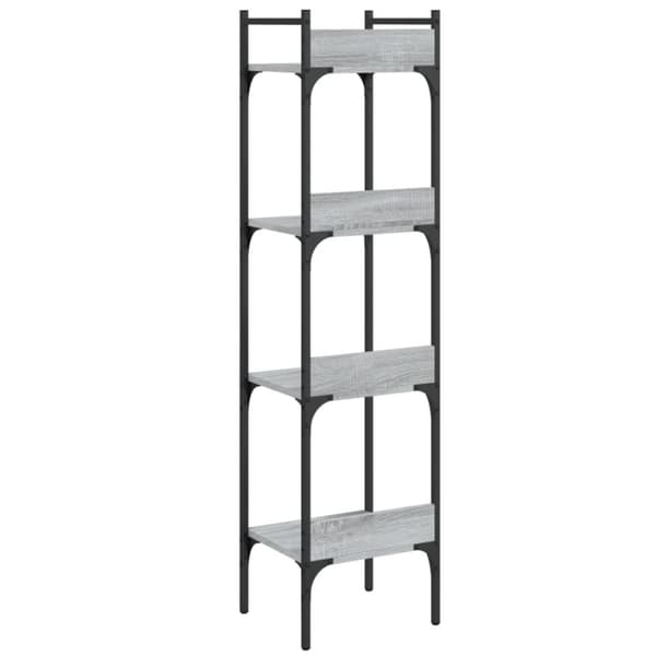 vidaXL bogreol 35x30x138,5 cm 4 hylder konstrueret træ grå sonoma-eg