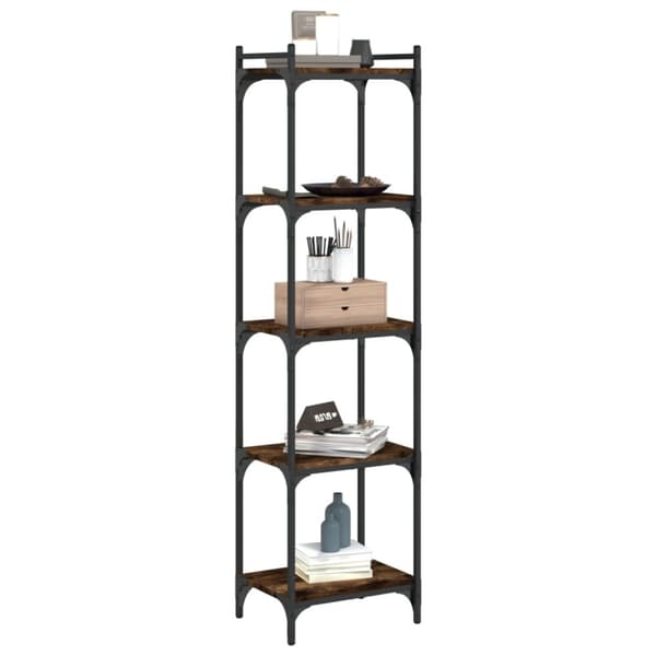 vidaXL bogreol 5 hylder 40x30x154 cm konstrueret træ røget eg