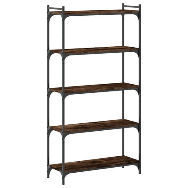 vidaXL bogreol 5 hylder 80x30x154 cm konstrueret træ røget eg