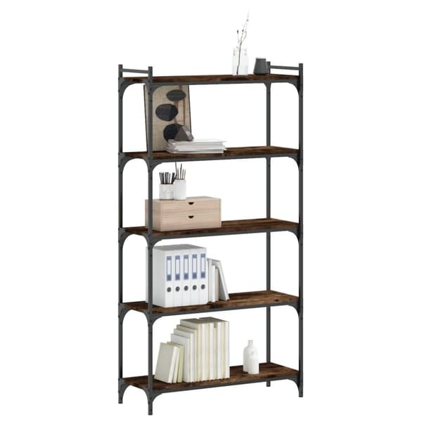 vidaXL bogreol 5 hylder 80x30x154 cm konstrueret træ røget eg