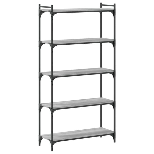 vidaXL bogreol 80x30x154 cm 5 hylder konstrueret træ grå sonoma-eg