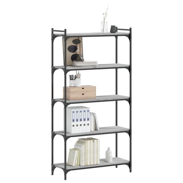 vidaXL bogreol 80x30x154 cm 5 hylder konstrueret træ grå sonoma-eg