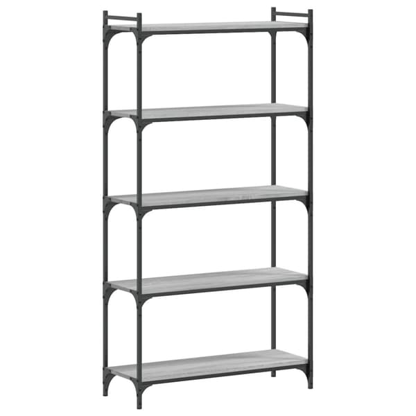 vidaXL bogreol 80x30x154 cm 5 hylder konstrueret træ grå sonoma-eg