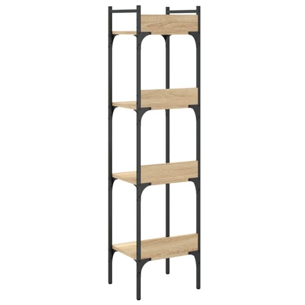 vidaXL bogreol med 4 hylder 35x30x138,5 cm konstrueret træ sonoma-eg