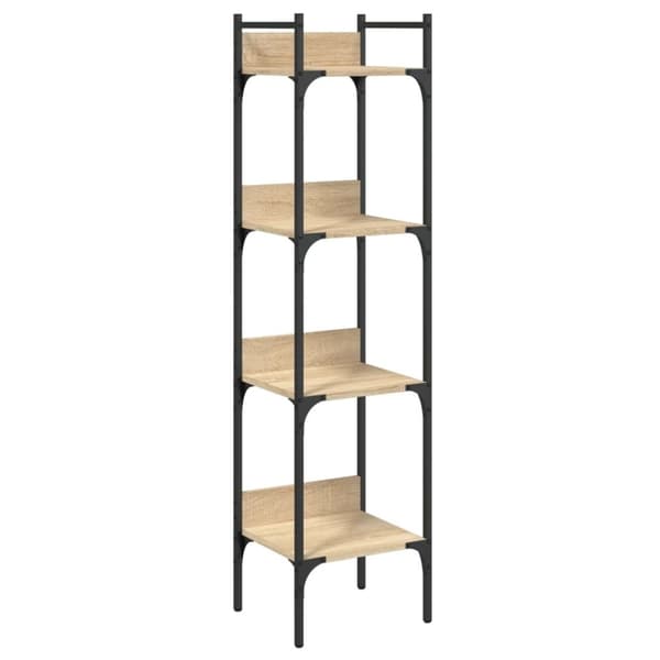 vidaXL bogreol med 4 hylder 35x30x138,5 cm konstrueret træ sonoma-eg