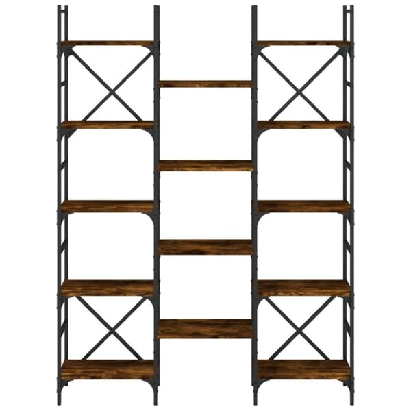 vidaXL Bokhylle røkt eik 127,5x28,5x172,5 cm konstruert tre