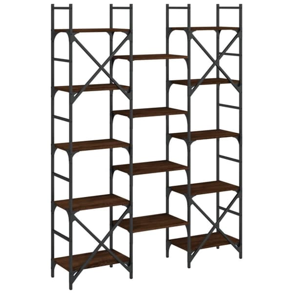 vidaXL bogreol 127,5x28,5x172,5 cm konstrueret træ brun egetræsfarve