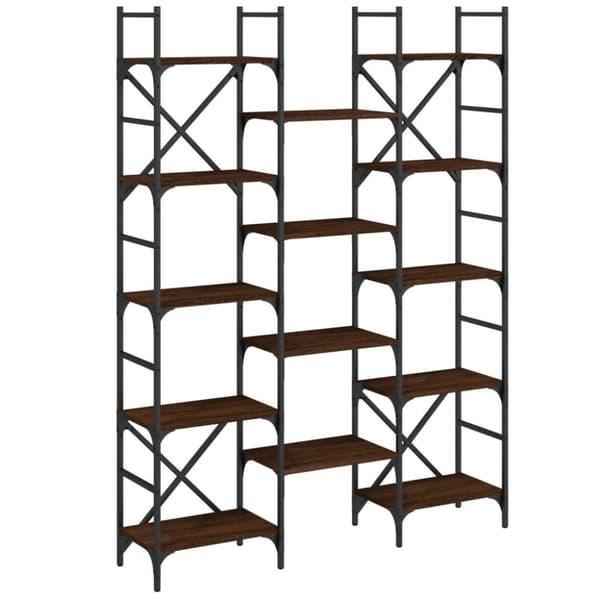 vidaXL bogreol 127,5x28,5x172,5 cm konstrueret træ brun egetræsfarve
