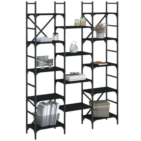 vidaXL bogreol 127,5x28,5x172,5 cm konstrueret træ sort