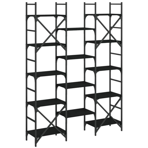 vidaXL bogreol 127,5x28,5x172,5 cm konstrueret træ sort