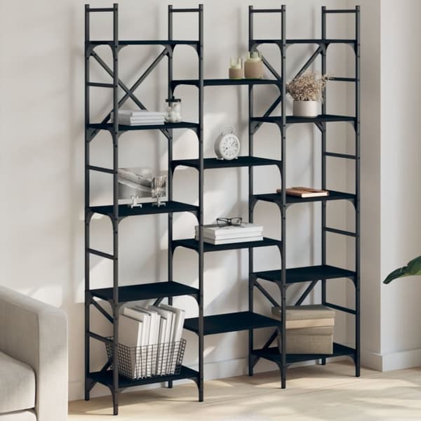 vidaXL bogreol 127,5x28,5x172,5 cm konstrueret træ sort