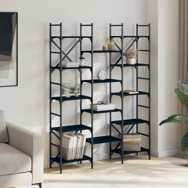 vidaXL bogreol 127,5x28,5x172,5 cm konstrueret træ sort