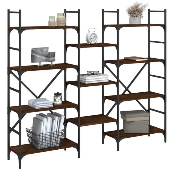 vidaXL bogreol 160x28,5x136,5 cm konstrueret træ brun egetræsfarve