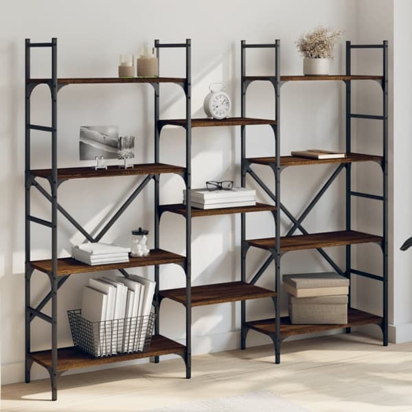 vidaXL bogreol 160x28,5x136,5 cm konstrueret træ brun egetræsfarve