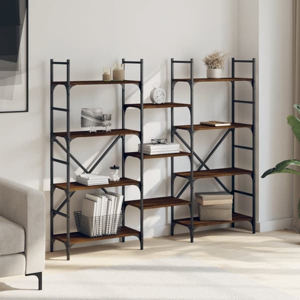 vidaXL bogreol 160x28,5x136,5 cm konstrueret træ brun egetræsfarve
