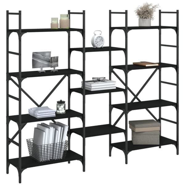 vidaXL bogreol 160x28,5x136,5 cm konstrueret træ sort