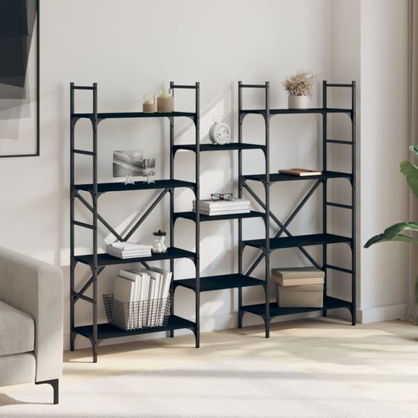 vidaXL bogreol 160x28,5x136,5 cm konstrueret træ sort