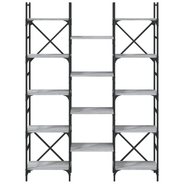 vidaXL bogreol 127,5x28,5x172,5 cm konstrueret træ grå sonoma-eg