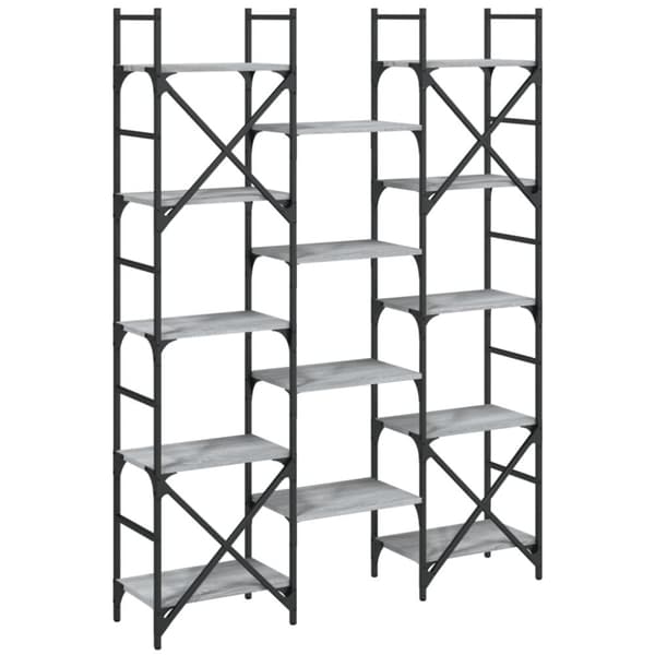 vidaXL bogreol 127,5x28,5x172,5 cm konstrueret træ grå sonoma-eg