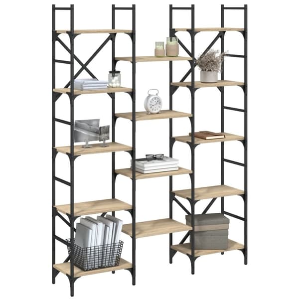 vidaXL bogreol 127,5x28,5x172,5 cm konstrueret træ sonoma-eg