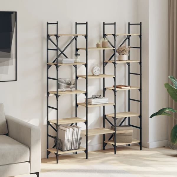 vidaXL bogreol 127,5x28,5x172,5 cm konstrueret træ sonoma-eg