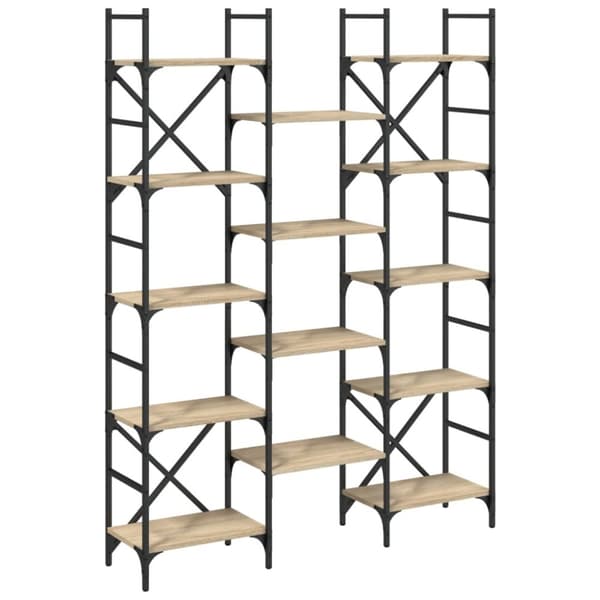 vidaXL bogreol 127,5x28,5x172,5 cm konstrueret træ sonoma-eg