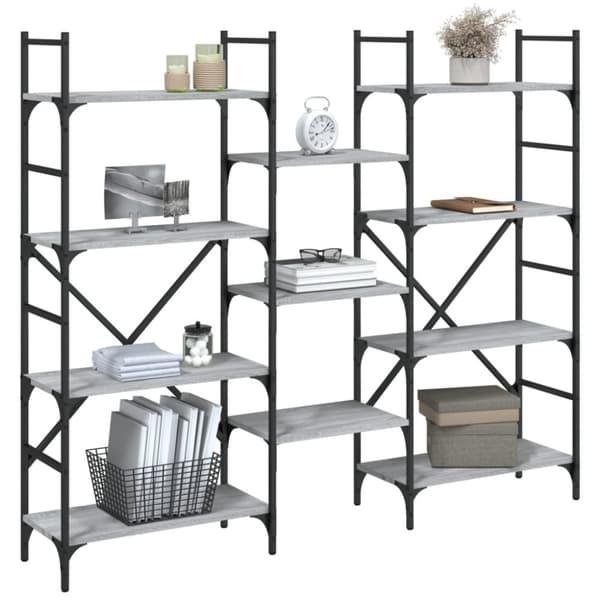 vidaXL bogreol 160x28,5x136,5 cm konstrueret træ grå sonoma-eg