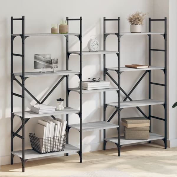 vidaXL bogreol 160x28,5x136,5 cm konstrueret træ grå sonoma-eg