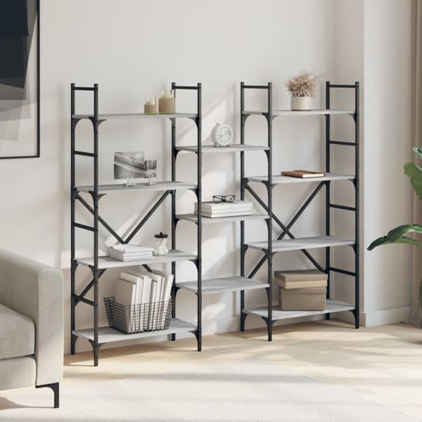 vidaXL bogreol 160x28,5x136,5 cm konstrueret træ grå sonoma-eg