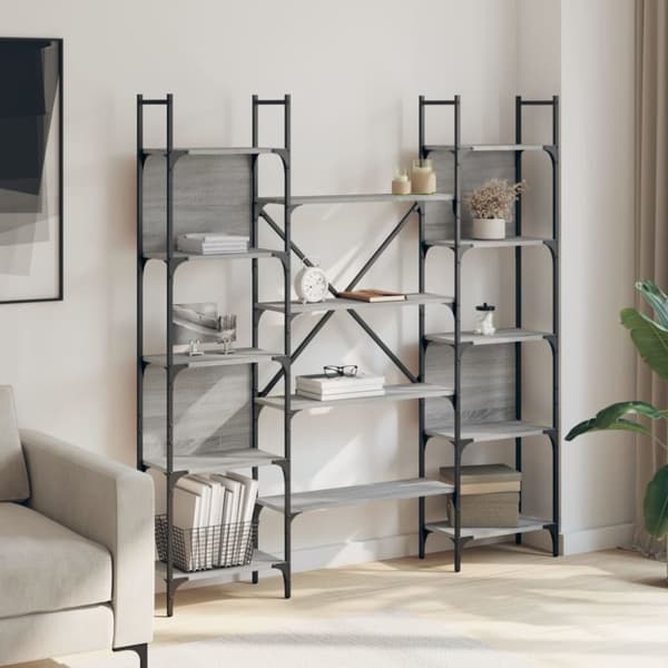 vidaXL bogreol 155,5x24x166,5 cm konstrueret træ grå sonoma-eg
