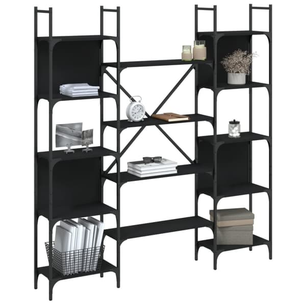 vidaXL bogreol 155,5x24x166,5 cm konstrueret træ sort