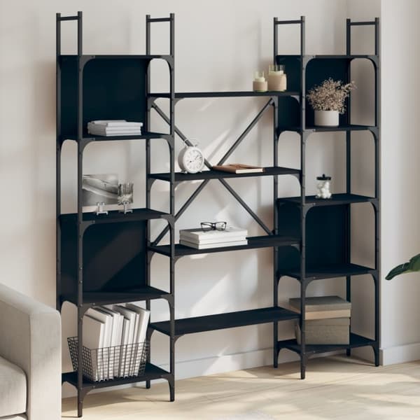 vidaXL bogreol 155,5x24x166,5 cm konstrueret træ sort