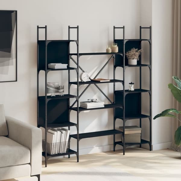 vidaXL bogreol 155,5x24x166,5 cm konstrueret træ sort