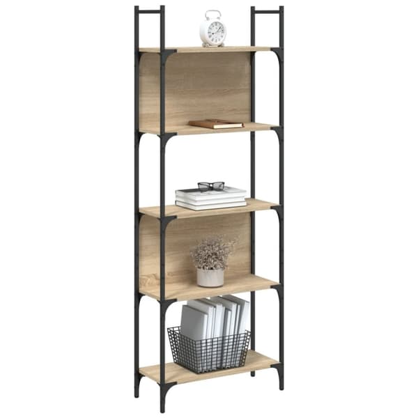 vidaXL bogreol 60,5x24x166,5 cm 5 hylder konstrueret træ sonoma-eg