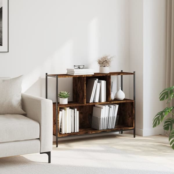 vidaXL Bokhylla rökfärgad ek 102x28x77,5 cm konstruerat trä