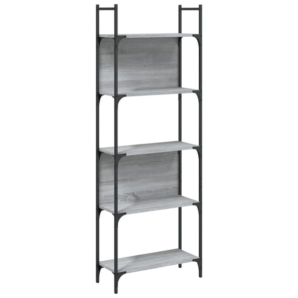 vidaXL bogreol 60,5x24x166,5 cm 5 hylder konstrueret træ grå sonoma-eg