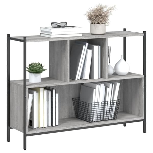 vidaXL bogreol 102x28x77,5 cm konstrueret træ grå sonoma-eg