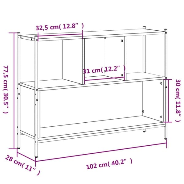 vidaXL bogreol 102x28x77,5 cm konstrueret træ grå sonoma-eg