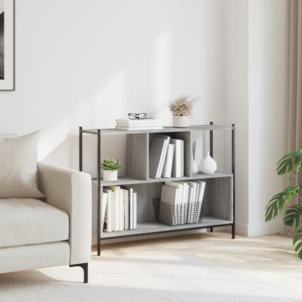 vidaXL bogreol 102x28x77,5 cm konstrueret træ grå sonoma-eg