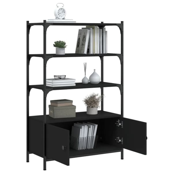 vidaXL bogreol med 3 hylder 70x30x109,5 cm konstrueret træ sort