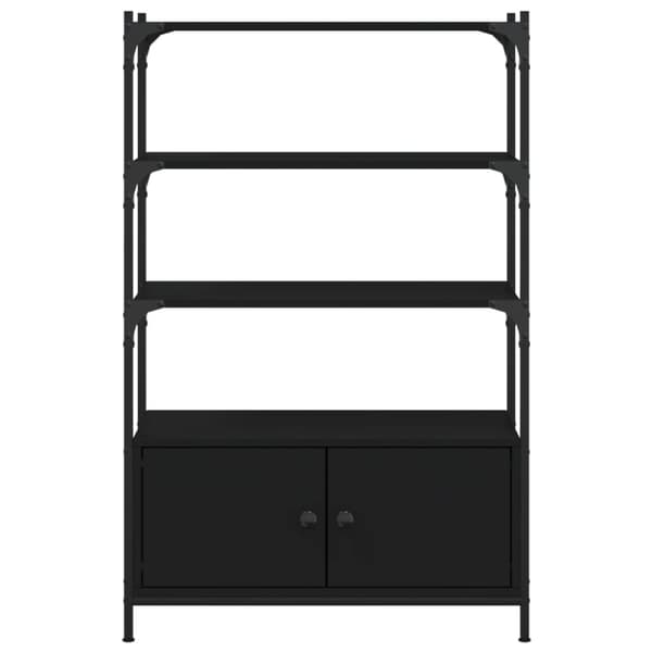 vidaXL bogreol med 3 hylder 70x30x109,5 cm konstrueret træ sort
