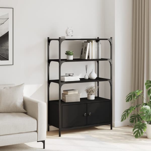 vidaXL bogreol med 3 hylder 70x30x109,5 cm konstrueret træ sort