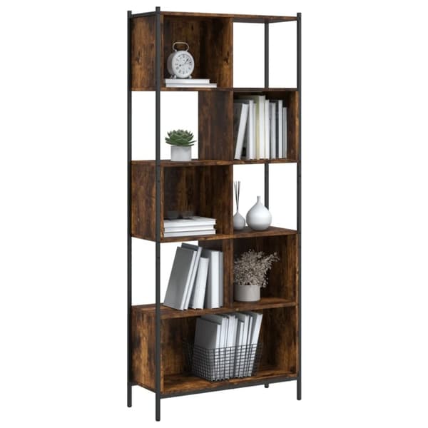 vidaXL bogreol 72x28x172 cm konstrueret træ røget egetræsfarve