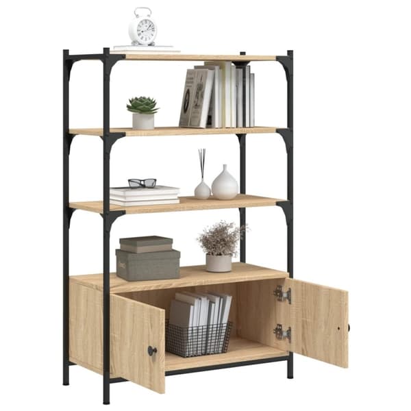 vidaXL bogreol med 3 hylder 70x30x109,5 cm konstrueret træ sonoma-eg