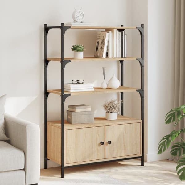 vidaXL bogreol med 3 hylder 70x30x109,5 cm konstrueret træ sonoma-eg