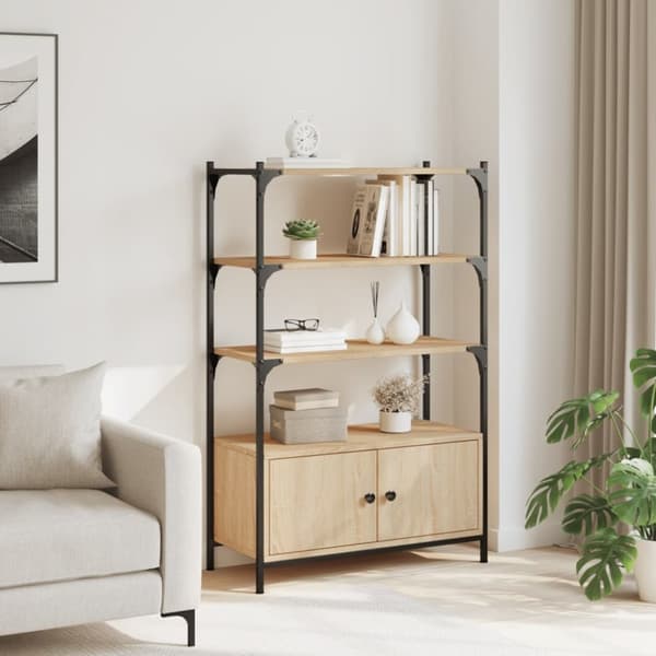 vidaXL bogreol med 3 hylder 70x30x109,5 cm konstrueret træ sonoma-eg