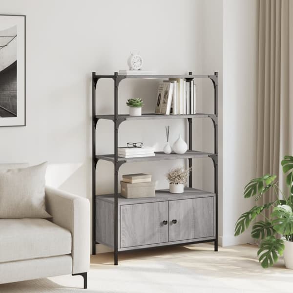 vidaXL Bokhylla 3 hyllplan grå sonoma 70x30x109,5 cm konstruerat trä