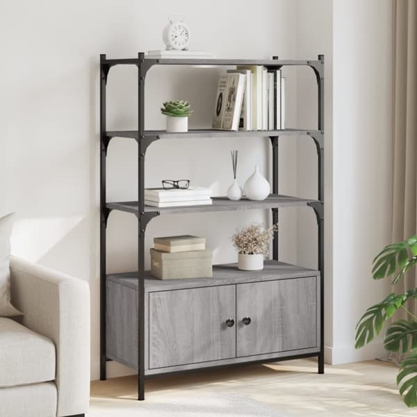 vidaXL bogreol 3 hylder 70x30x109,5 cm konstrueret træ grå sonoma-eg