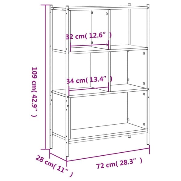 vidaXL Bokhylla svart 72x28x109 cm konstruerat trä